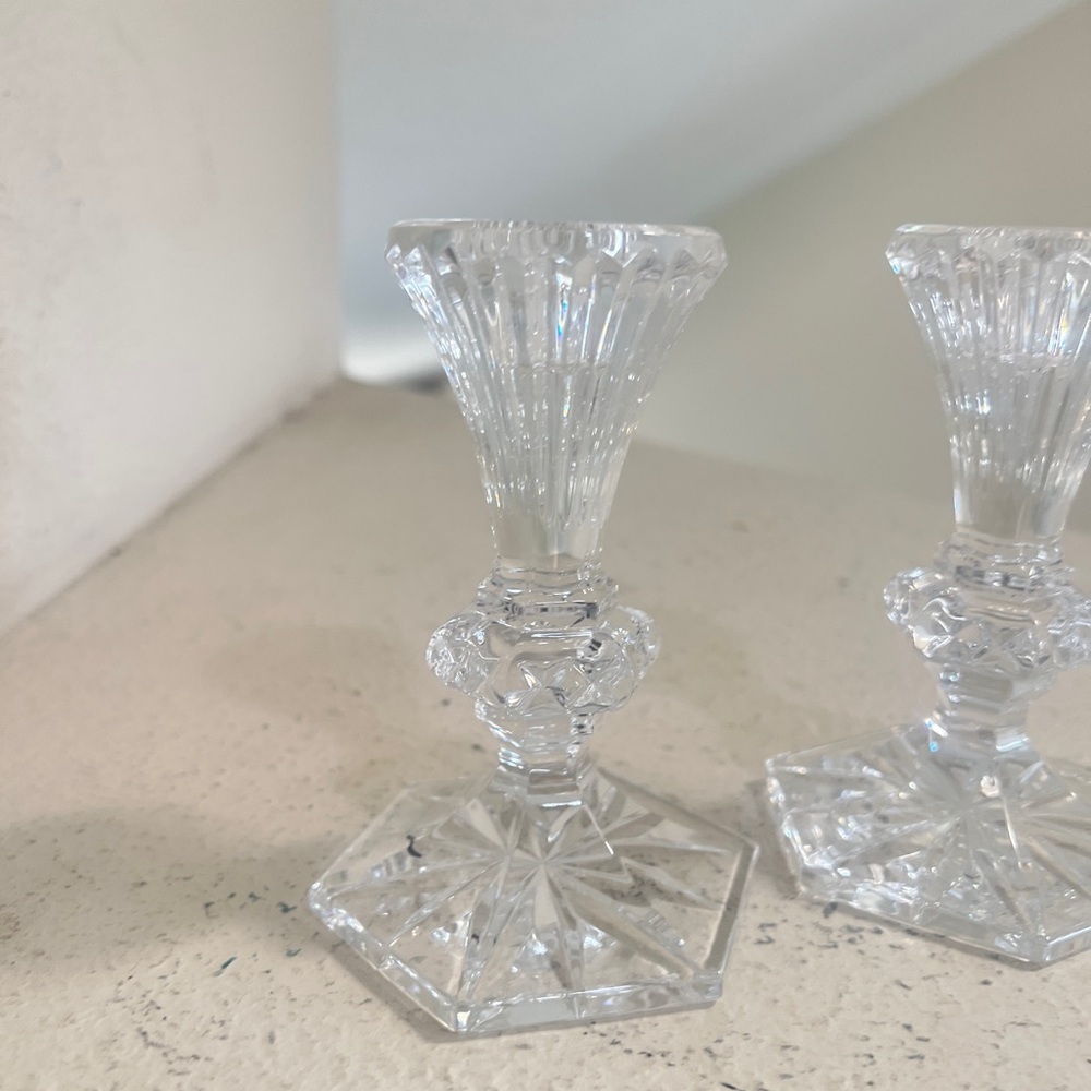 Waterford‎ Crystal Chatham Candlestick Candle Holders Hexagon Base Set - Picture 10 of 12